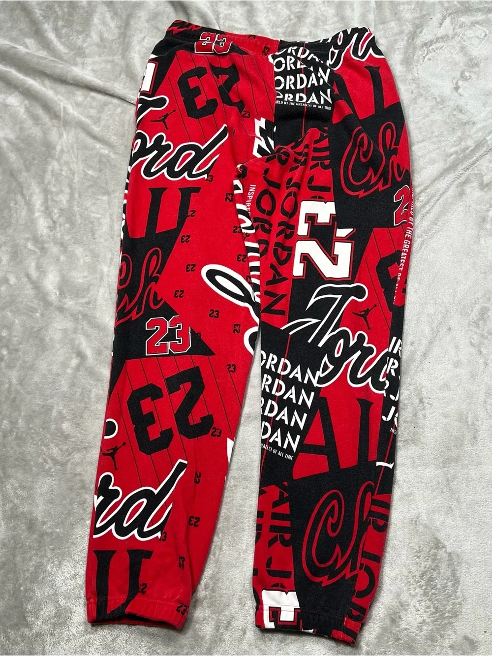 Air Jordan AOP Joggers Adult L Red/Black Loose Fit Sweatpants Graphic DD9298 687